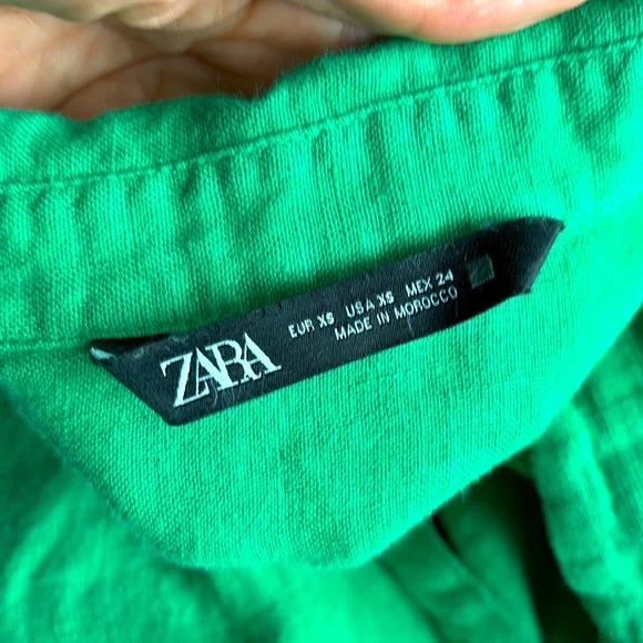 Zara Green Linen Button-Up Women's Shirt - Picture 10 of 12